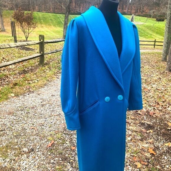 Vintage Ashley Scott Size 6 100% Wool Aqua Coat!! - Picture 1 of 16